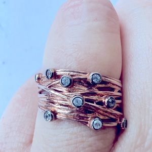 NWOT Women’s Size 7 Sterling Silver Rose Gold with Cubic Zirconia Stones Ring